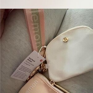 lululemon athletica Cream and Pink Wristlet
